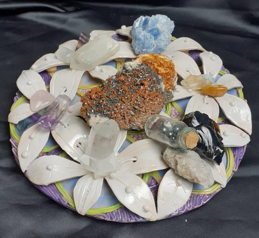 Robin's World — My Journey as an Artist & Sculptor Handmade ceramic crystal grid with crystals by artist Robin Nicole Alger