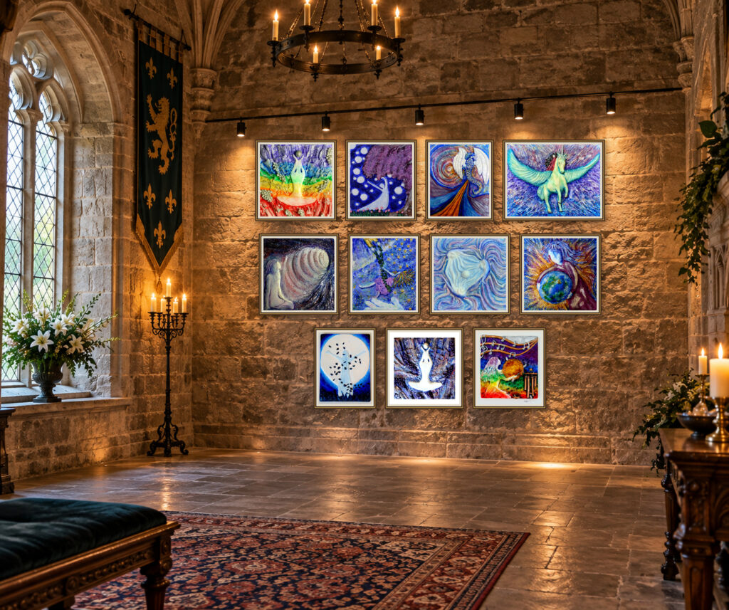 Robin's World — My Journey as an Artist & Sculptor Robin Nicole Alger’s light-coded ceramic relief tiles displayed in a castle-style gallery